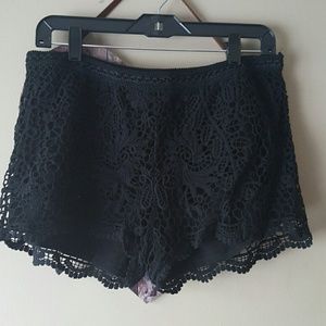 Black crochet shorts